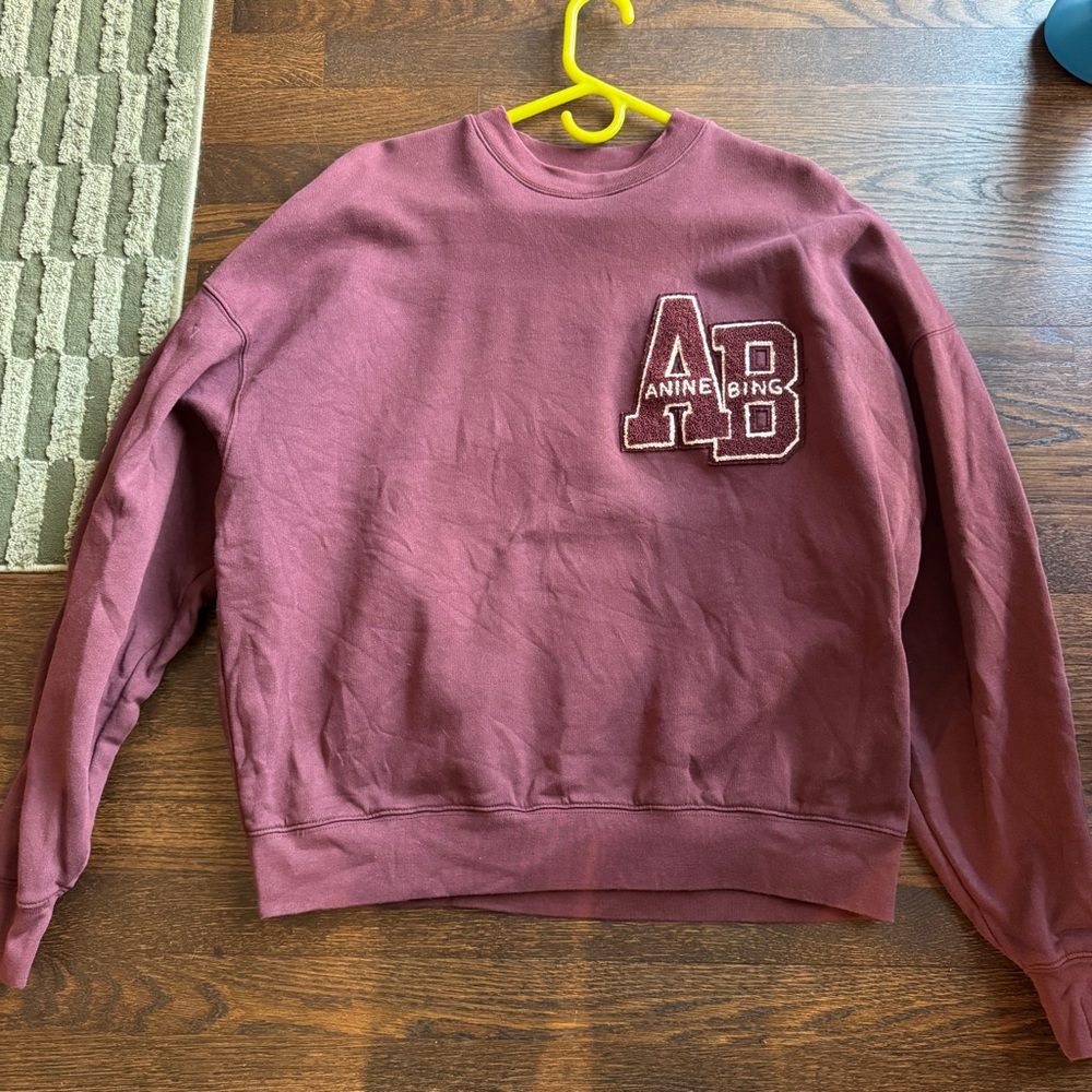 Anine Bing Miles Letterman Sweatshirt XS Burgundy